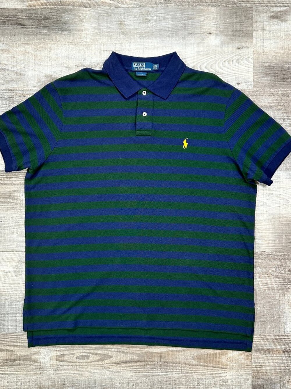 New Ralph Lauren Polo Golf Shirt Mens XXL Green Blue Short Sleeve Golf Str